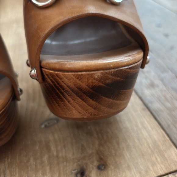 Gucci VINTAGE Brown Leather Marina Horsrbit Platform Mules - Picture 5 of 12